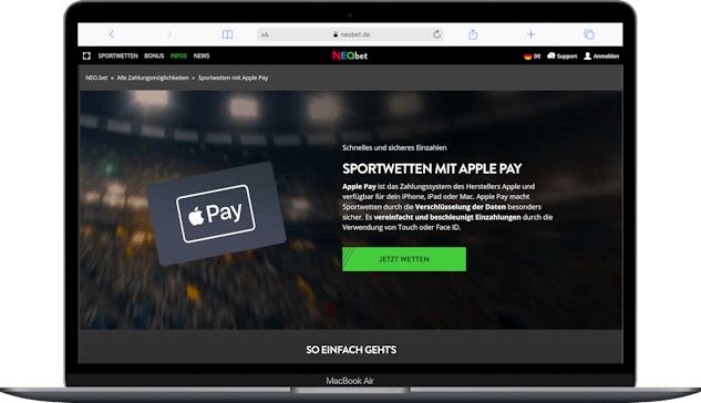 Apple Pay als Zahlungsmethode bei NEO bet