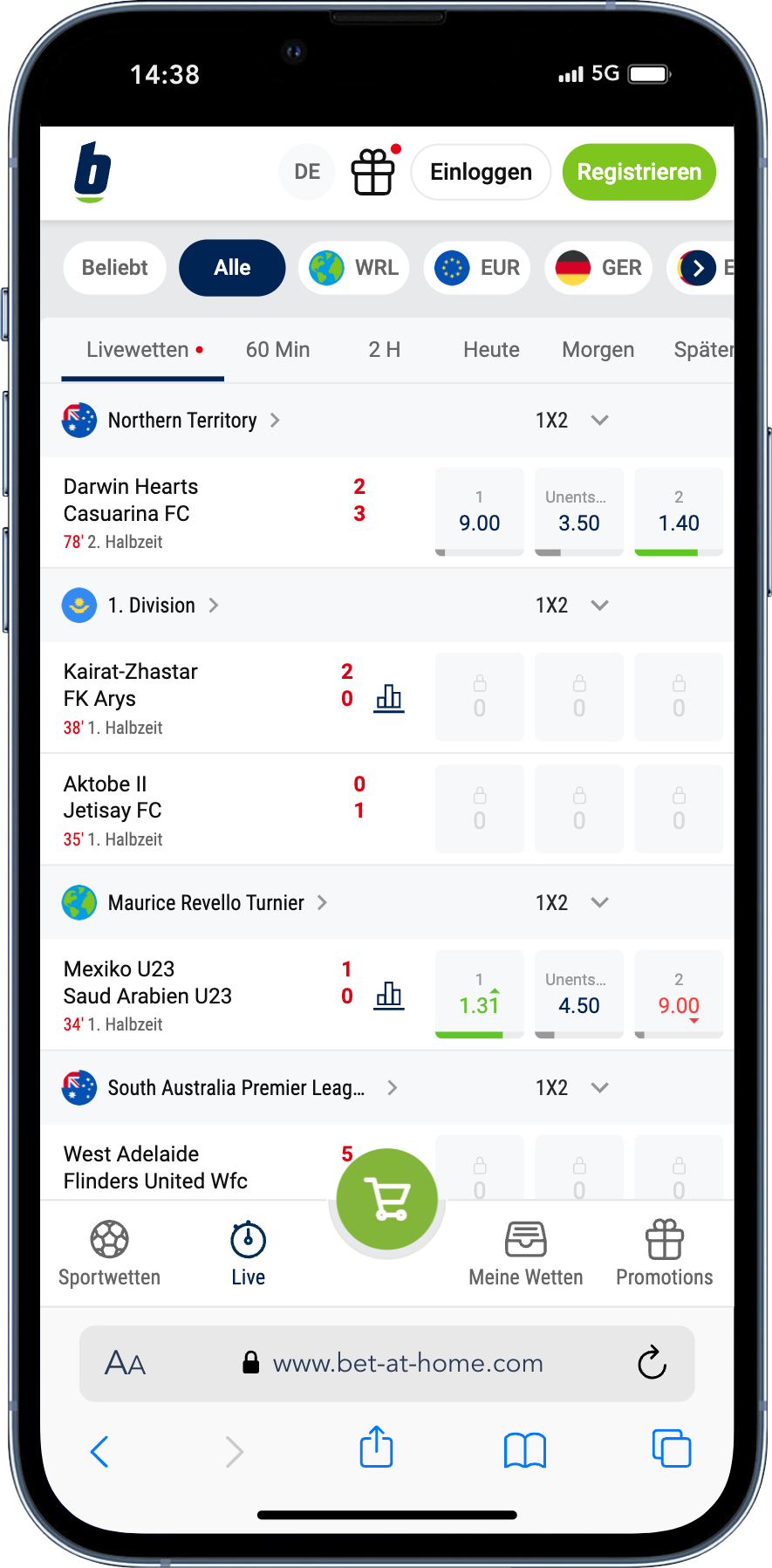 Bet at home Livewetten Österreich