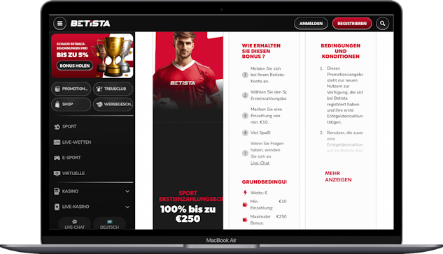 Betista Oesterreich Bonus von 250 Euro
