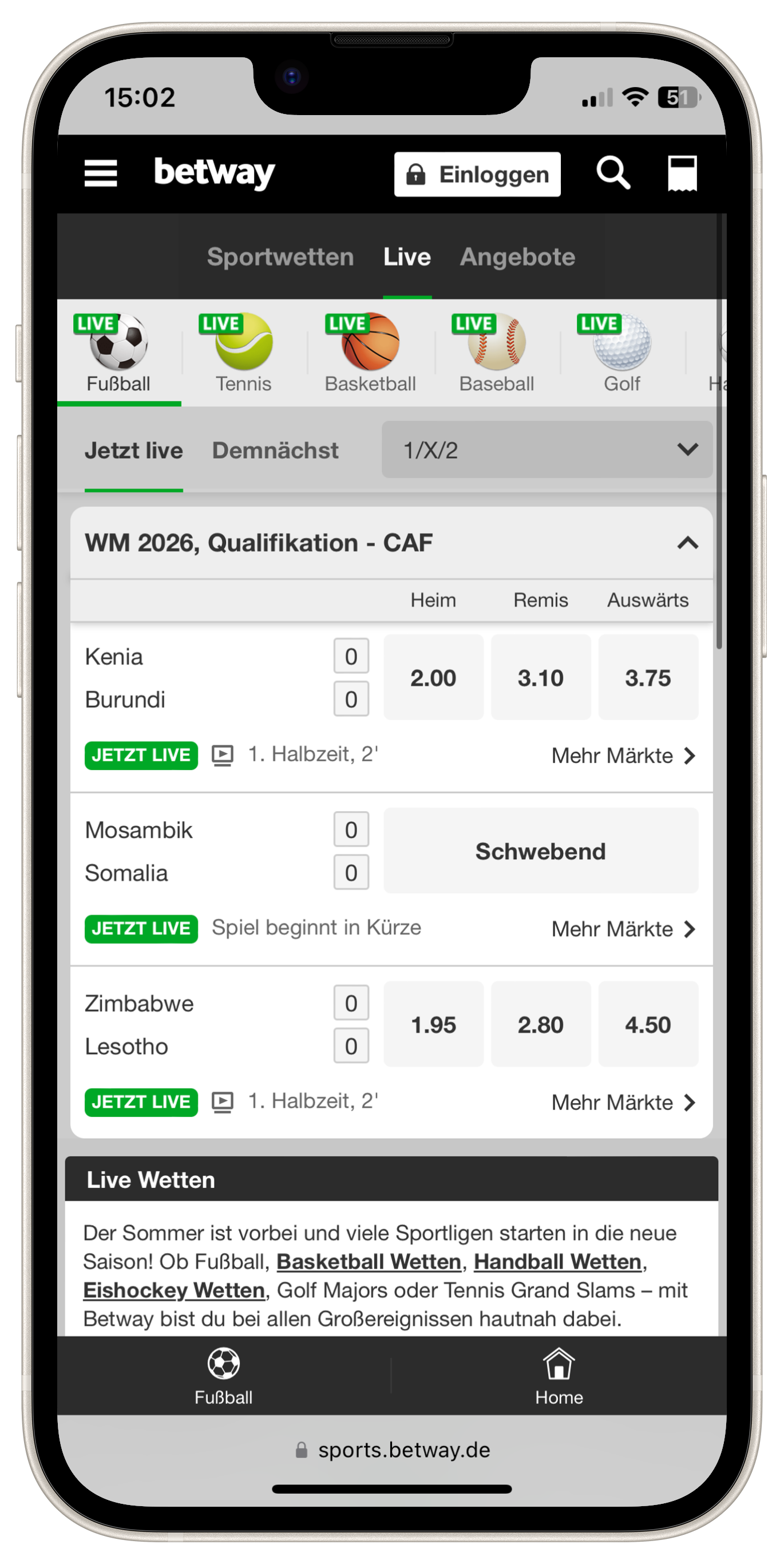 Betway Sportwetten Österreich