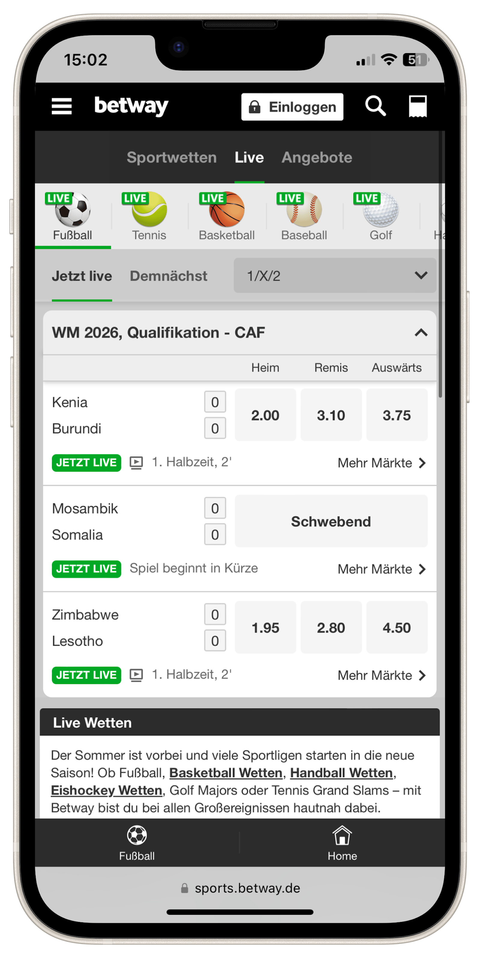 Betway Sportwetten Österreich