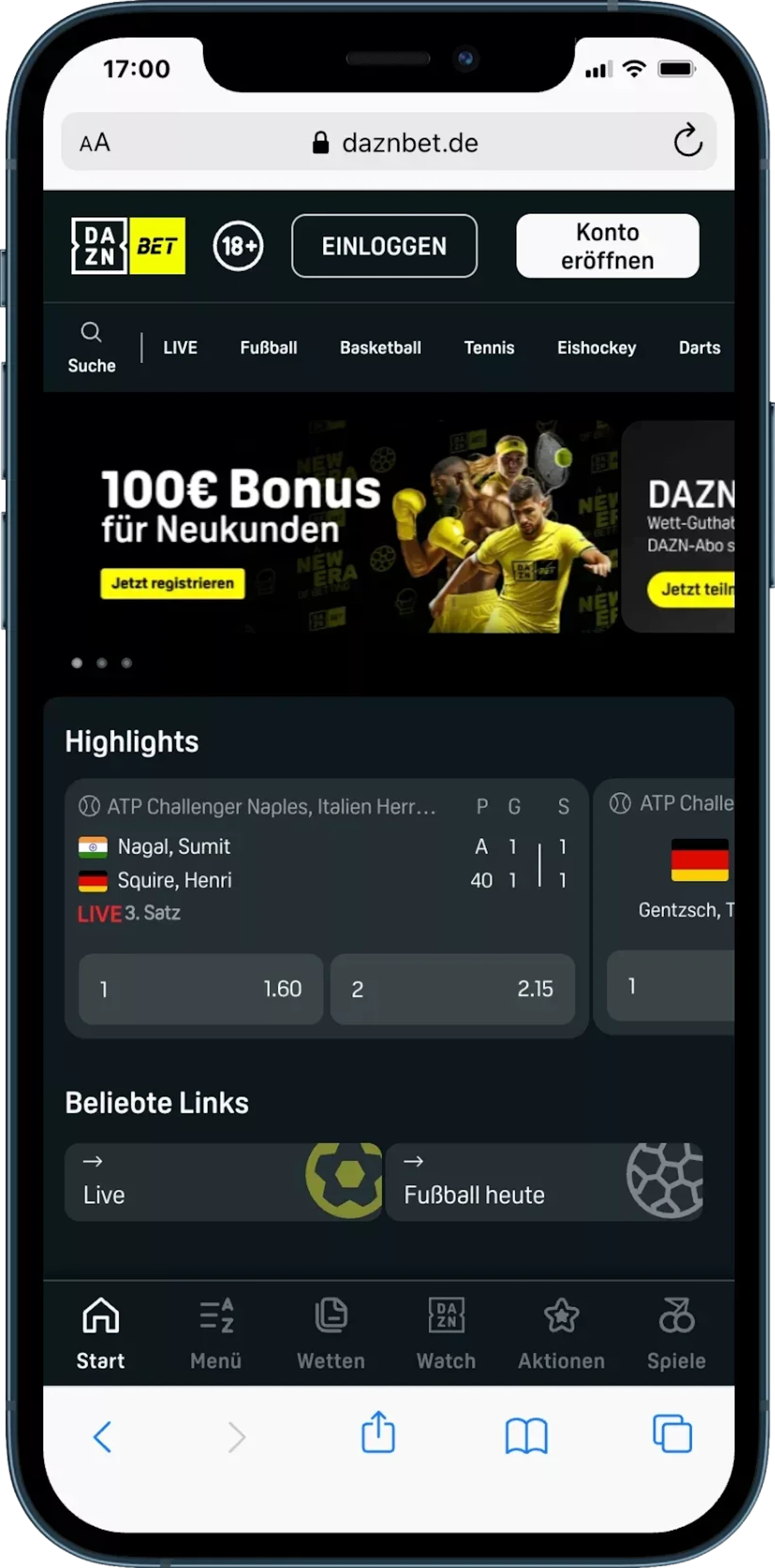 DAZN Bet Sportwetten