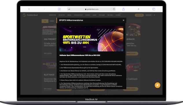 Goldenbet Oesterreich Bonus von bis zu 500 Euro