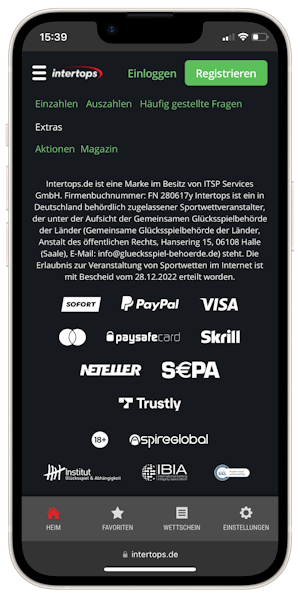 Intertops Zahlungsmethoden