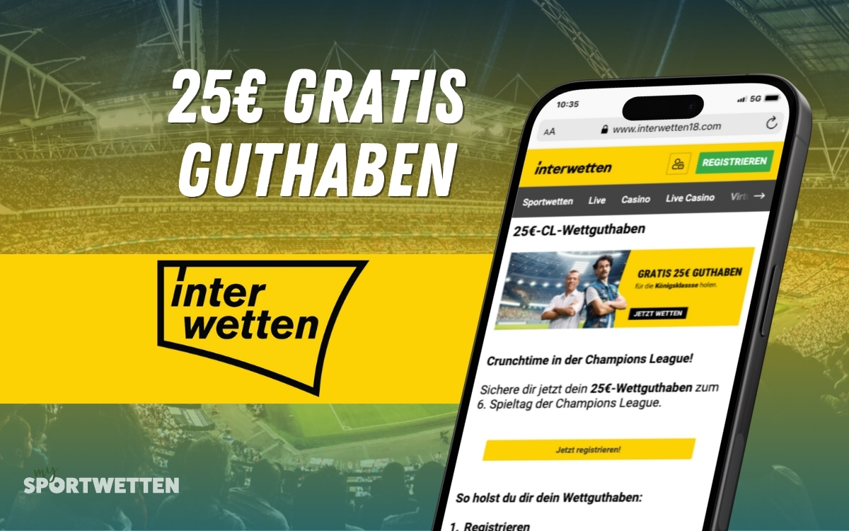 Interwetten Schweiz: Gratis 25€ Guthaben