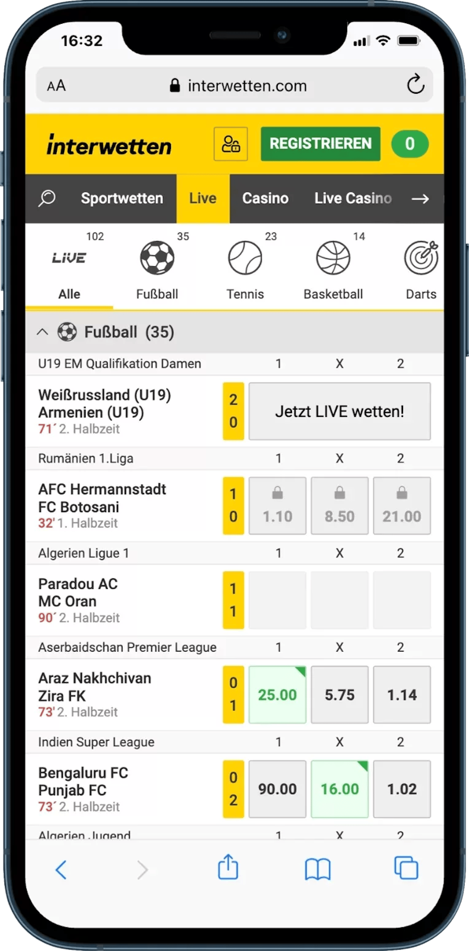 Interwetten Schweiz Livewetten