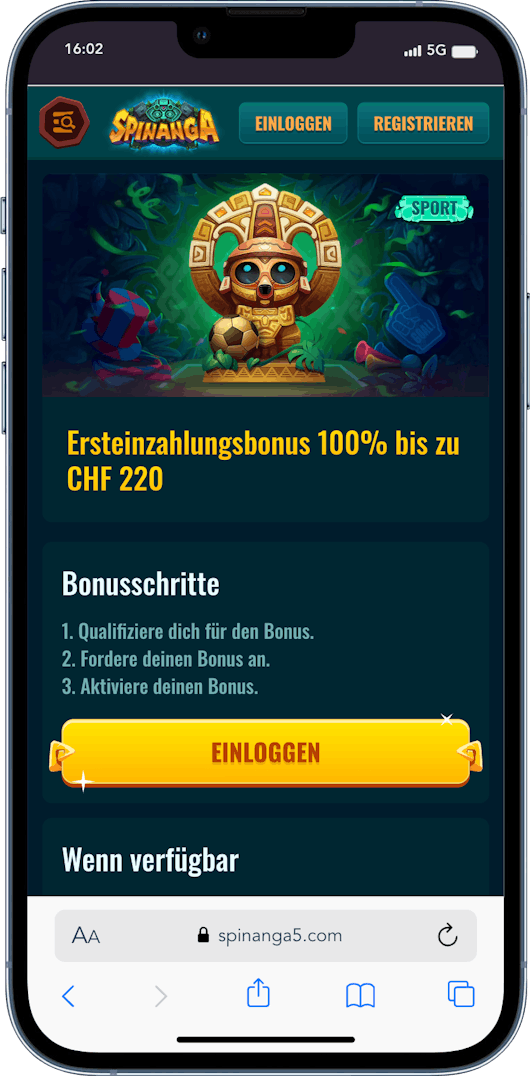 Spinanga Sportwetten Bonus Registrierung