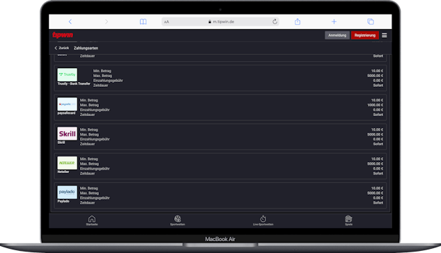 Trustly als Zahlungsmethode bei Tipwin