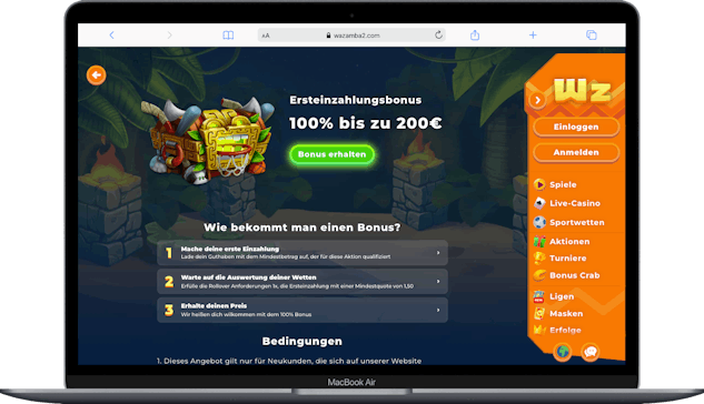 Wazamba Oesterreich Bonus von 200 Euro