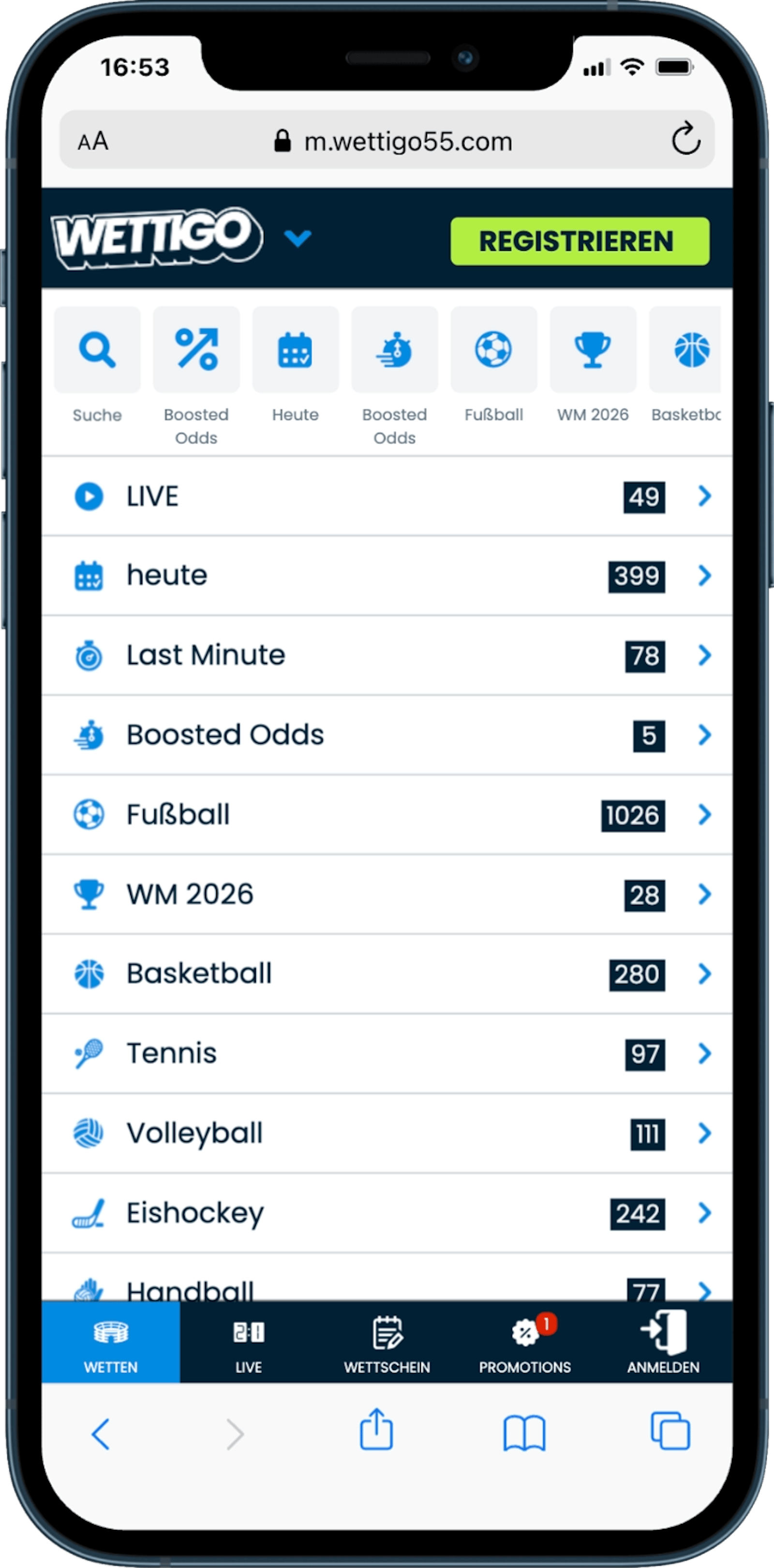 Wettigo mobile Sportwetten