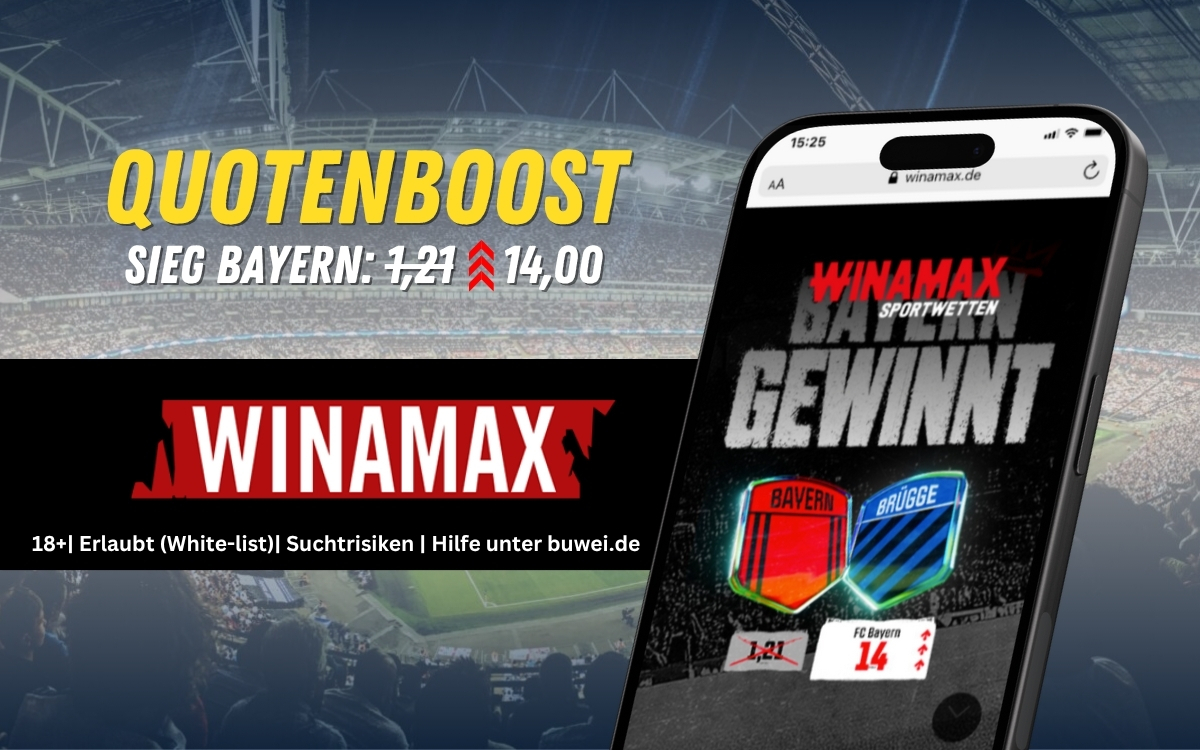 Winamax: Quotenboost auf Bayern-Sieg gegen Club Brügge