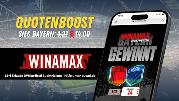 Winamax Quotenboost Sieg Bayern gegen Club Bruegge Oktober 2025